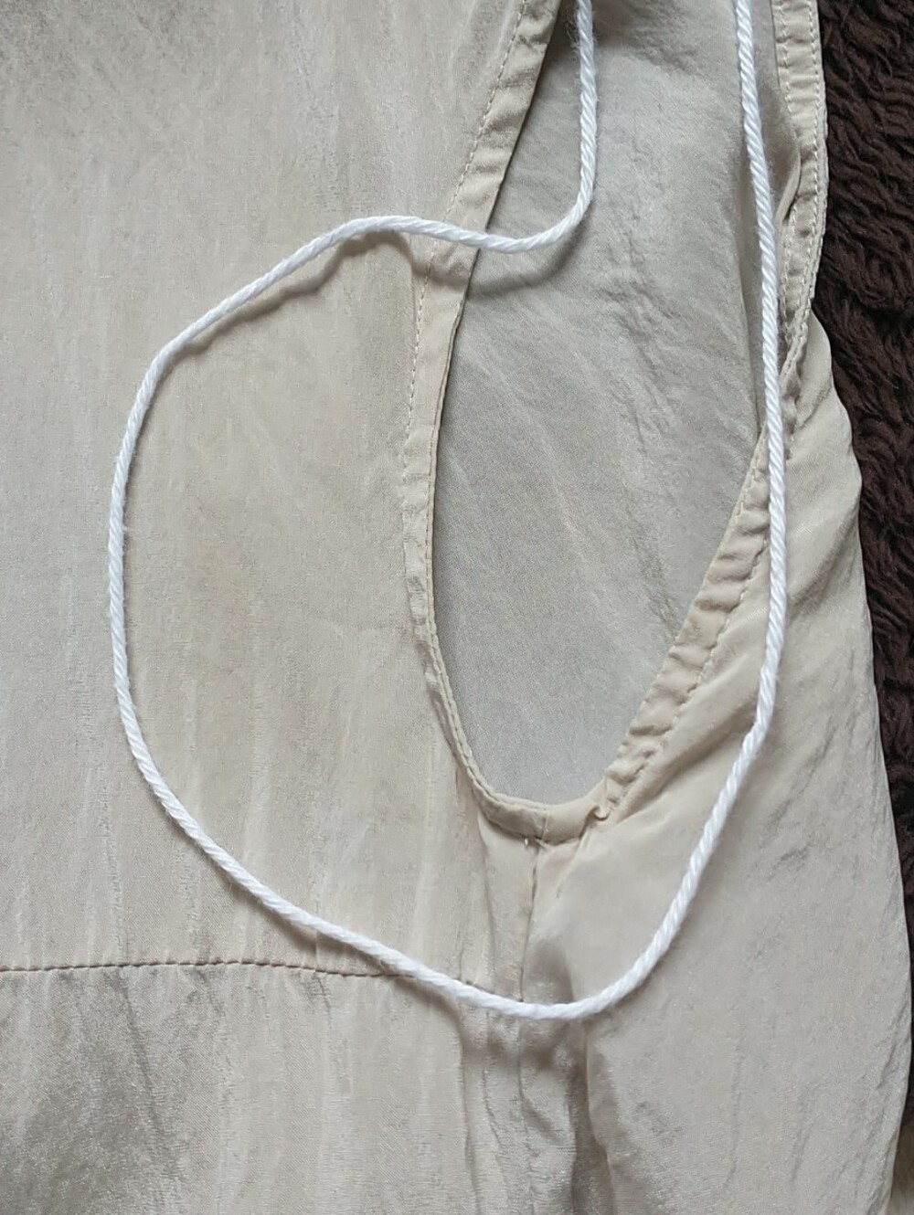 BRUNELLO CUCINELLI Shift Dress M Beige Silk V Neck*READ - Picture 10 of 14